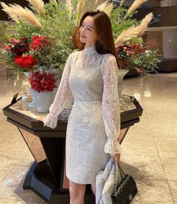 Kisuel Sleeveless Tweed One Piece